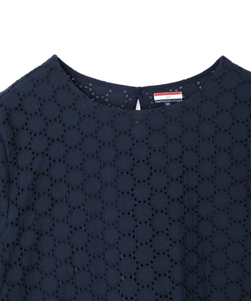 Petit Honfleur(プチオンフルール)の「レースシャーリング袖ブラウス(Tシャツ/カットソー・レディース・ネイビー/ホワイト・M/L)」の19枚目の写真