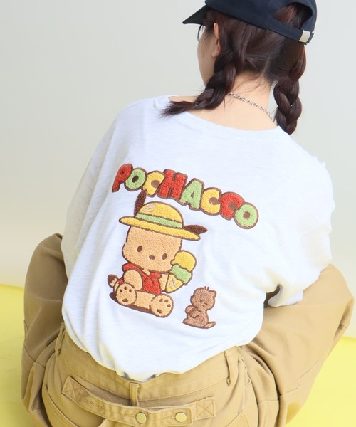 sanrio(サンリオ)の「【Sanrio/サンリオ】日焼けシリーズ サガラ刺繍 クルーネック半袖Tシャツ(Tシャツ/カットソー・レディース・サックスブルー/杢グレー/スミクロ/オフホワイト・M/L)」の3枚目の写真