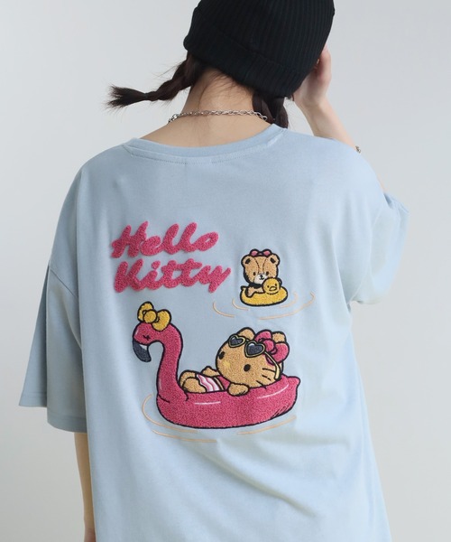 sanrio(サンリオ)の「【Sanrio/サンリオ】日焼けシリーズ サガラ刺繍 クルーネック半袖Tシャツ(Tシャツ/カットソー・レディース・サックスブルー/杢グレー/スミクロ/オフホワイト・M/L)」の4枚目の写真