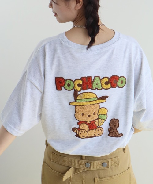 sanrio(サンリオ)の「【Sanrio/サンリオ】日焼けシリーズ サガラ刺繍 クルーネック半袖Tシャツ(Tシャツ/カットソー・レディース・サックスブルー/杢グレー/スミクロ/オフホワイト・M/L)」の5枚目の写真