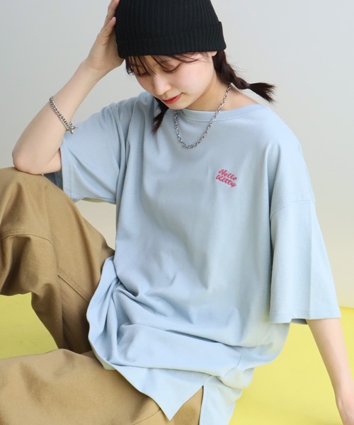 sanrio(サンリオ)の「【Sanrio/サンリオ】日焼けシリーズ サガラ刺繍 クルーネック半袖Tシャツ(Tシャツ/カットソー・レディース・サックスブルー/杢グレー/スミクロ/オフホワイト・M/L)」の10枚目の写真