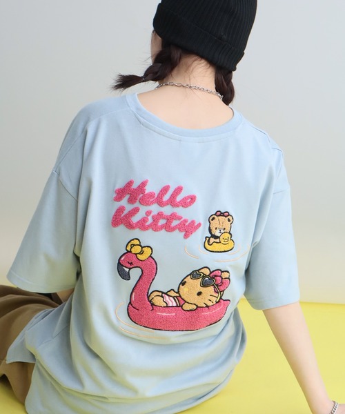 sanrio(サンリオ)の「【Sanrio/サンリオ】日焼けシリーズ サガラ刺繍 クルーネック半袖Tシャツ(Tシャツ/カットソー・レディース・サックスブルー/杢グレー/スミクロ/オフホワイト・M/L)」の11枚目の写真