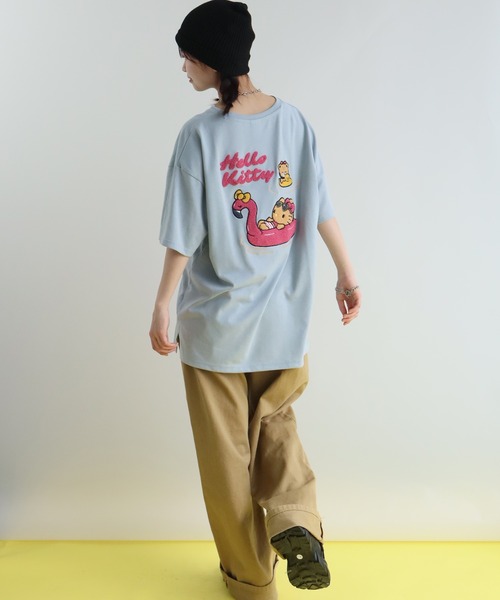 sanrio(サンリオ)の「【Sanrio/サンリオ】日焼けシリーズ サガラ刺繍 クルーネック半袖Tシャツ(Tシャツ/カットソー・レディース・サックスブルー/杢グレー/スミクロ/オフホワイト・M/L)」の15枚目の写真