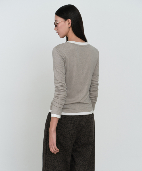 MUSINSA STANDARD WOMAN（ムシンサスタンダードウーマン）の「ウィメンズウールテンセルレイヤードスリム長袖Tシャツ[グレイッシュベージュ]（Tシャツ/カットソー・レディース・その他・X-SMALL/SMALL/MEDIUM/LARGE）」の3枚目の写真