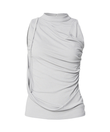 Draped Sleeveless Top (FL-135_Cloud White)