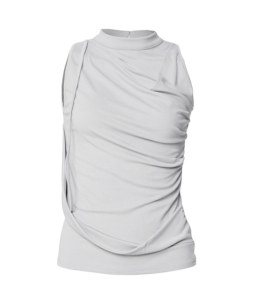 FLAREUP(フレアアップ)の「Draped Sleeveless Top (FL-135_Cloud White)(Tシャツ/カットソー・レディース・ホワイト・OS)」の1枚目の写真