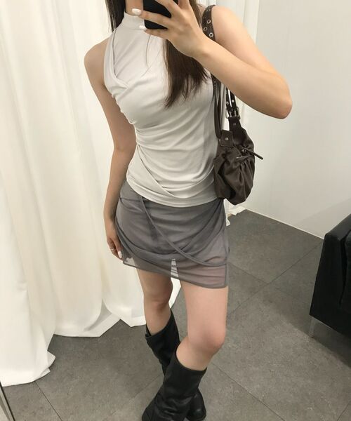 FLAREUP(フレアアップ)の「Draped Sleeveless Top (FL-135_Cloud White)(Tシャツ/カットソー・レディース・ホワイト・OS)」の15枚目の写真