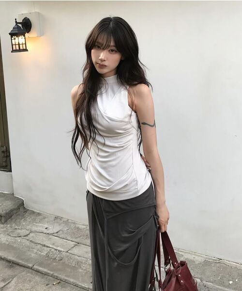 FLAREUP(フレアアップ)の「Draped Sleeveless Top (FL-135_Cloud White)(Tシャツ/カットソー・レディース・ホワイト・OS)」の8枚目の写真