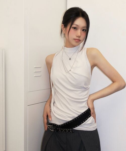 FLAREUP(フレアアップ)の「Draped Sleeveless Top (FL-135_Cloud White)(Tシャツ/カットソー・レディース・ホワイト・OS)」の10枚目の写真
