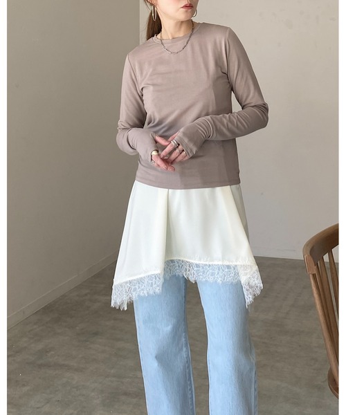 She's Closet(シーズクローゼット)の「UVカット 接触冷感 抗菌防臭 指穴付き サムホール 長袖ロングTシャツ カットソー(Tシャツ/カットソー・レディース・ブラック/ベージュ/ホワイト・FREE)」の17枚目の写真