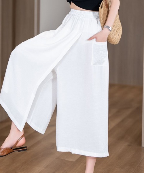 mielu(ミエル)の「ラップデザインワイドパンツ(その他パンツ・レディース・ブラック/ブラウン/ホワイト・LARGE/MEDIUM)」の1枚目の写真
