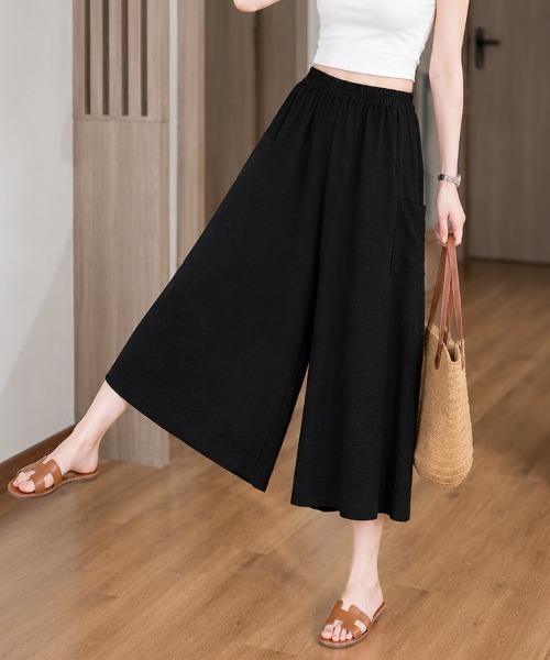 mielu(ミエル)の「ラップデザインワイドパンツ(その他パンツ・レディース・ブラック/ブラウン/ホワイト・LARGE/MEDIUM)」の2枚目の写真