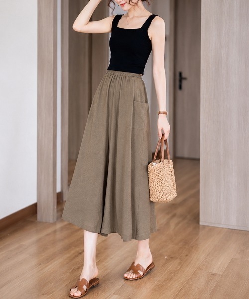 mielu(ミエル)の「ラップデザインワイドパンツ(その他パンツ・レディース・ブラック/ブラウン/ホワイト・LARGE/MEDIUM)」の14枚目の写真