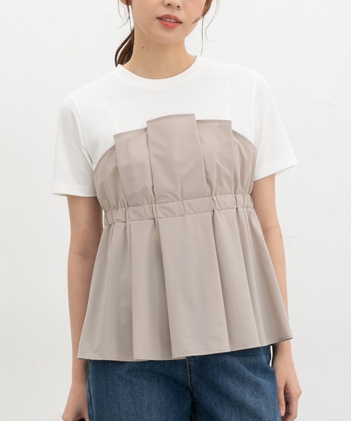 Honeys(ハニーズ)の「【ハニさら・接触冷感・UVカット】ドッキングトップス(Tシャツ/カットソー・レディース・ブラック/ブラウン/スミクロ/ベージュ・L/LL/M/S)」の4枚目の写真