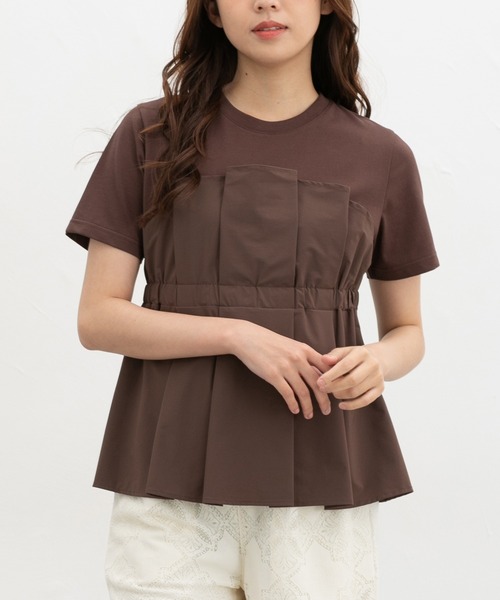 Honeys(ハニーズ)の「【ハニさら・接触冷感・UVカット】ドッキングトップス(Tシャツ/カットソー・レディース・ブラック/ブラウン/スミクロ/ベージュ・L/LL/M/S)」の3枚目の写真
