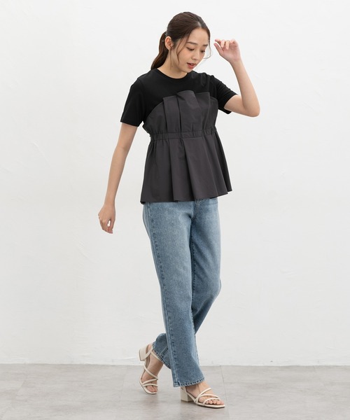 Honeys(ハニーズ)の「【ハニさら・接触冷感・UVカット】ドッキングトップス(Tシャツ/カットソー・レディース・ブラック/ブラウン/スミクロ/ベージュ・L/LL/M/S)」の7枚目の写真