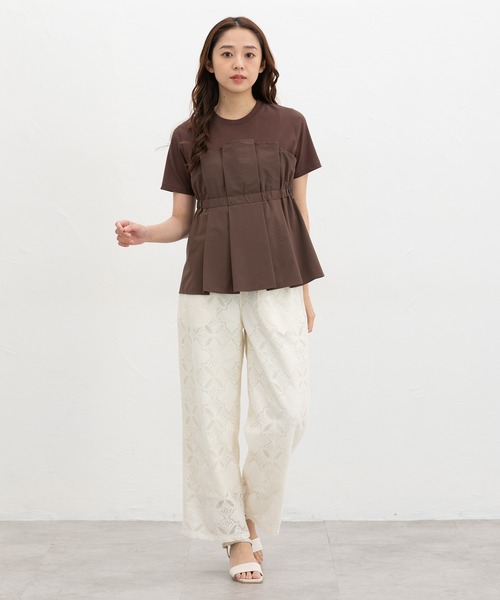 Honeys(ハニーズ)の「【ハニさら・接触冷感・UVカット】ドッキングトップス(Tシャツ/カットソー・レディース・ブラック/ブラウン/スミクロ/ベージュ・L/LL/M/S)」の9枚目の写真