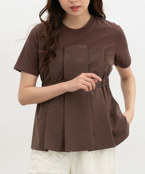 Honeys(ハニーズ)の「【ハニさら・接触冷感・UVカット】ドッキングトップス(Tシャツ/カットソー・レディース・ブラック/ブラウン/スミクロ/ベージュ・L/LL/M/S)」の10枚目の写真
