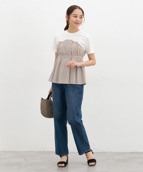 Honeys(ハニーズ)の「【ハニさら・接触冷感・UVカット】ドッキングトップス(Tシャツ/カットソー・レディース・ブラック/ブラウン/スミクロ/ベージュ・L/LL/M/S)」の11枚目の写真