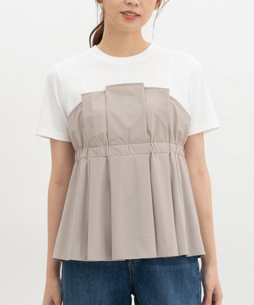 Honeys(ハニーズ)の「【ハニさら・接触冷感・UVカット】ドッキングトップス(Tシャツ/カットソー・レディース・ブラック/ブラウン/スミクロ/ベージュ・L/LL/M/S)」の12枚目の写真
