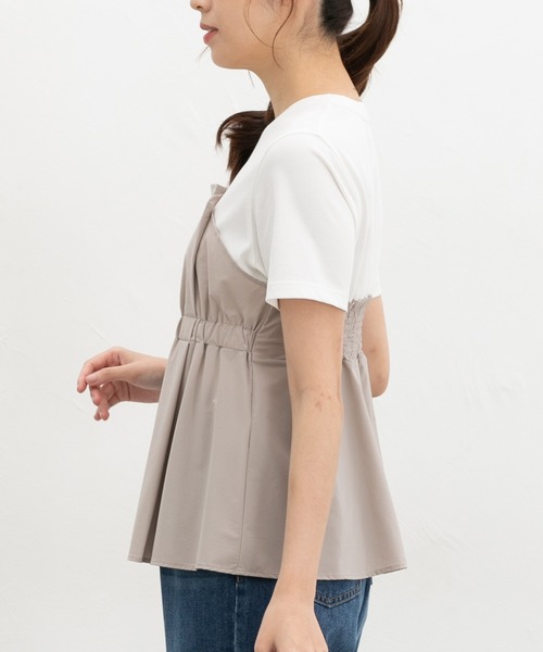 Honeys(ハニーズ)の「【ハニさら・接触冷感・UVカット】ドッキングトップス(Tシャツ/カットソー・レディース・ブラック/ブラウン/スミクロ/ベージュ・L/LL/M/S)」の21枚目の写真