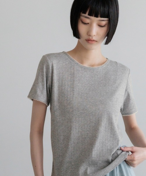 LOWRYS FARM(ローリーズファーム)の「パターンメッシュT 710514(Tシャツ/カットソー・レディース・ホワイト/ブラック/グレー・FREE)」の3枚目の写真