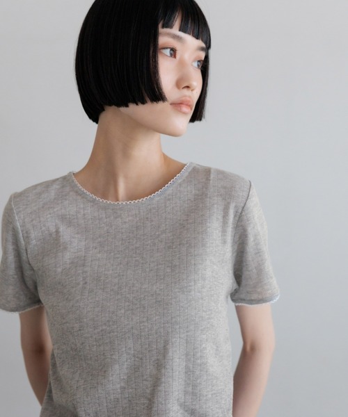 LOWRYS FARM(ローリーズファーム)の「パターンメッシュT 710514(Tシャツ/カットソー・レディース・ホワイト/ブラック/グレー・FREE)」の18枚目の写真