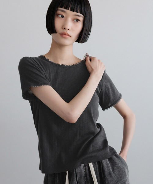LOWRYS FARM(ローリーズファーム)の「パターンメッシュT 710514(Tシャツ/カットソー・レディース・ホワイト/ブラック/グレー・FREE)」の15枚目の写真