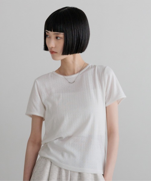 LOWRYS FARM(ローリーズファーム)の「パターンメッシュT 710514(Tシャツ/カットソー・レディース・ホワイト/ブラック/グレー・FREE)」の14枚目の写真