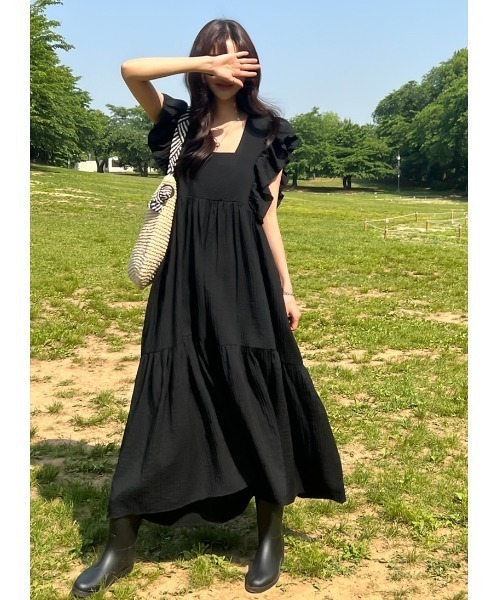 FAVORITO(ファヴォリート)の「フリルワンピース(ワンピース・レディース・ブラック/グリーン・F)」の9枚目の写真