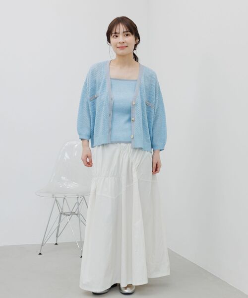 RETRO GIRL(レトロガール)の「【セットアイテム】金釦透かし編みニットセット(ニット/セーター・レディース・ブラック/オフホワイト/ブルー・FREE)」の16枚目の写真