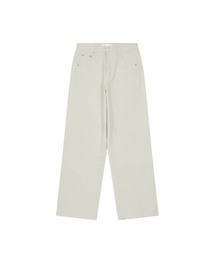 STRAIGHT COLOR COTTON PANTS, LIGHT BEIGE