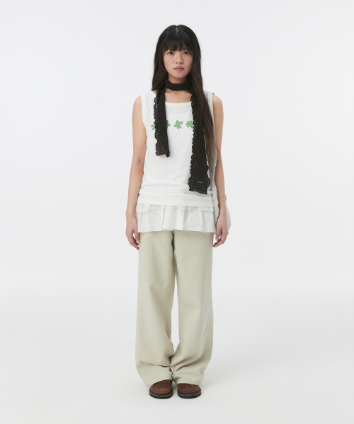 OHESHIO（オヘシオ）の「STRAIGHT COLOR COTTON PANTS, LIGHT BEIGE（その他パンツ・レディース・その他・1/2）」の2枚目の写真