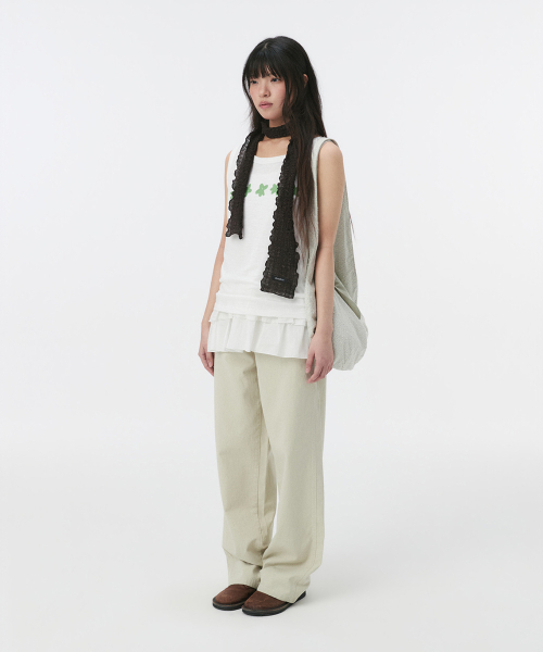 OHESHIO（オヘシオ）の「STRAIGHT COLOR COTTON PANTS, LIGHT BEIGE（その他パンツ・レディース・その他・1/2）」の3枚目の写真