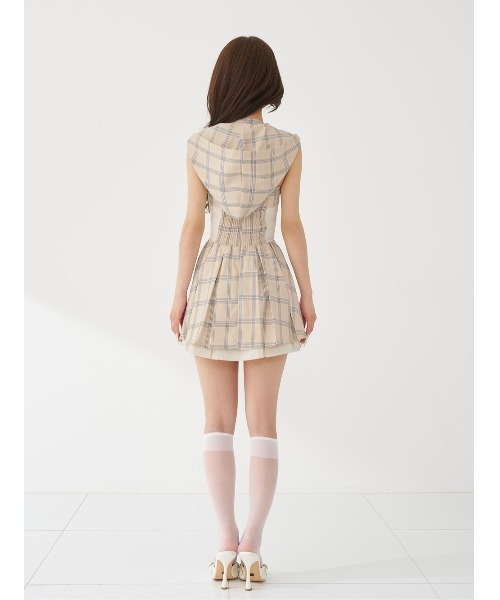 Darich（ダーリッチ）の「コルセットチェックフードミニワンピース