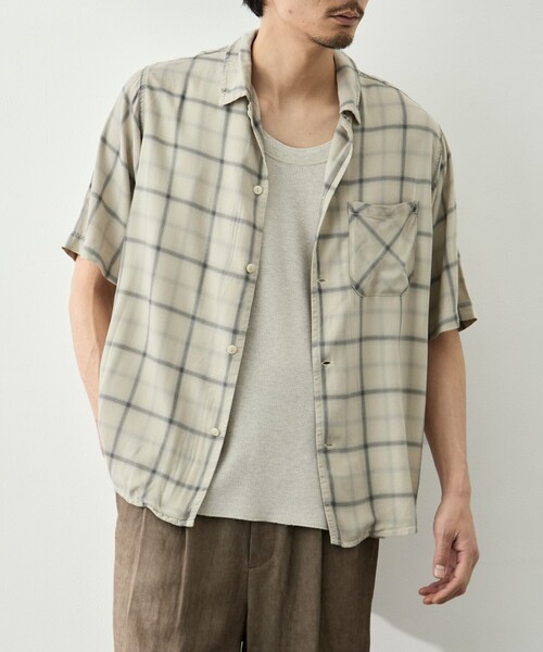 REMI RELIEF(レミレリーフ)の「【REMI RELIEF/レミレリーフ】レーヨンツイルチェックS/Sシャツ(シャツ/ブラウス・メンズ・サックスブルー/オフホワイト・S/M)」の5枚目の写真