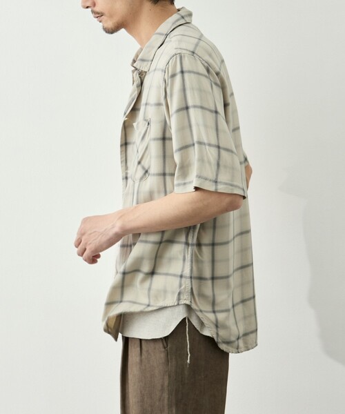 REMI RELIEF(レミレリーフ)の「【REMI RELIEF/レミレリーフ】レーヨンツイルチェックS/Sシャツ(シャツ/ブラウス・メンズ・サックスブルー/オフホワイト・S/M)」の6枚目の写真