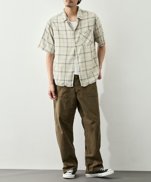 REMI RELIEF(レミレリーフ)の「【REMI RELIEF/レミレリーフ】レーヨンツイルチェックS/Sシャツ(シャツ/ブラウス・メンズ・サックスブルー/オフホワイト・S/M)」の9枚目の写真