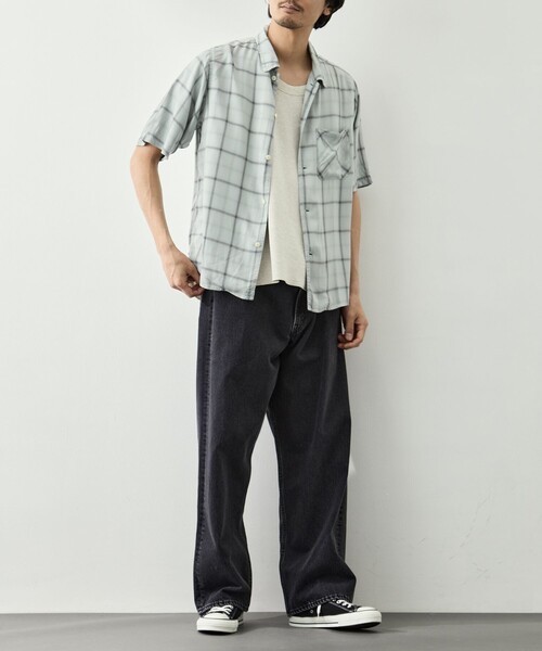 REMI RELIEF(レミレリーフ)の「【REMI RELIEF/レミレリーフ】レーヨンツイルチェックS/Sシャツ(シャツ/ブラウス・メンズ・サックスブルー/オフホワイト・S/M)」の13枚目の写真