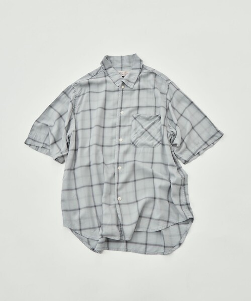 REMI RELIEF(レミレリーフ)の「【REMI RELIEF/レミレリーフ】レーヨンツイルチェックS/Sシャツ(シャツ/ブラウス・メンズ・サックスブルー/オフホワイト・S/M)」の14枚目の写真