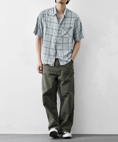 REMI RELIEF(レミレリーフ)の「【REMI RELIEF/レミレリーフ】レーヨンツイルチェックS/Sシャツ(シャツ/ブラウス・メンズ・サックスブルー/オフホワイト・S/M)」の19枚目の写真