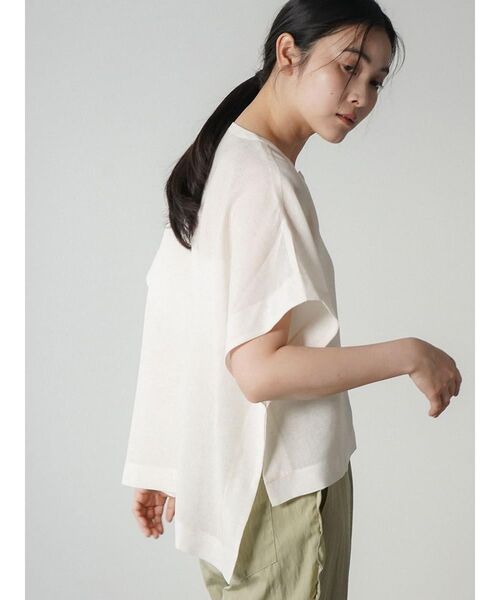 FIKA.（フィーカ）の「Sheer striped band collar shirt（シャツ/ブラウス・レディース・オフホワイト/グレー・FREE）」の6枚目の写真