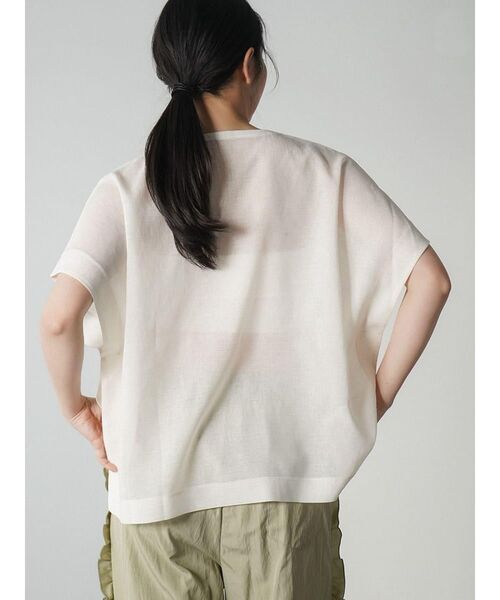 FIKA.（フィーカ）の「Sheer striped band collar shirt（シャツ/ブラウス・レディース・オフホワイト/グレー・FREE）」の7枚目の写真