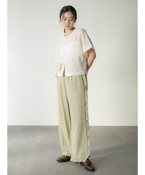 FIKA.（フィーカ）の「Sheer striped band collar shirt（シャツ/ブラウス・レディース・オフホワイト/グレー・FREE）」の12枚目の写真