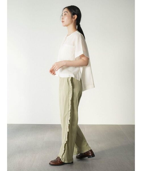 FIKA.（フィーカ）の「Sheer striped band collar shirt（シャツ/ブラウス・レディース・オフホワイト/グレー・FREE）」の13枚目の写真