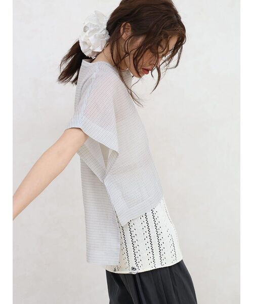 FIKA.（フィーカ）の「Sheer striped band collar shirt（シャツ/ブラウス・レディース・オフホワイト/グレー・FREE）」の17枚目の写真