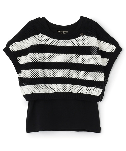 kate spade new york kids(ケイトスペードニューヨーク)の「ストライプメッシュニット&タンクトップセット(ニット/セーター・キッズ・ブラック/サックスブルー・160cm/150cm/140cm/130cm/120cm)」の2枚目の写真