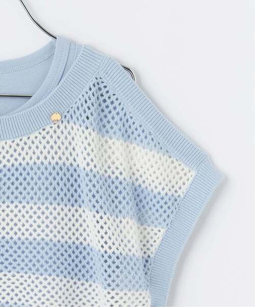 kate spade new york kids(ケイトスペードニューヨーク)の「ストライプメッシュニット&タンクトップセット(ニット/セーター・キッズ・ブラック/サックスブルー・160cm/150cm/140cm/130cm/120cm)」の7枚目の写真