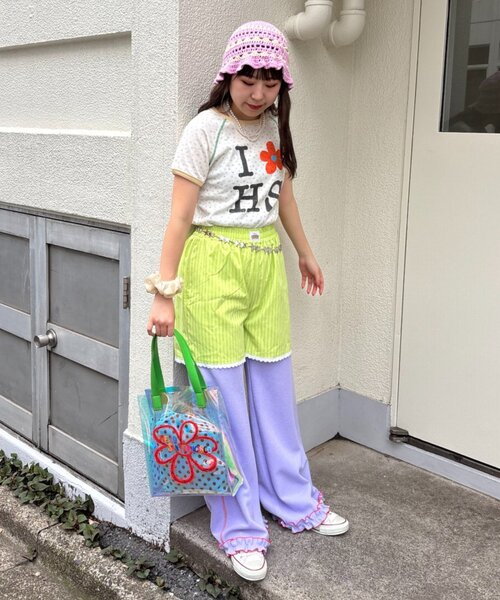 HELLO.SANFRANCISCO（ハローサンフランシスコ）の「【HELLO.SANFRANCISCO/ハローサンフランシスコ】ワッフルプリントTEE（Tシャツ/カットソー・レディース・アイボリー/サックスブルー/ピンク・ONE SIZE）」の9枚目の写真