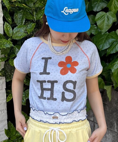HELLO.SANFRANCISCO（ハローサンフランシスコ）の「【HELLO.SANFRANCISCO/ハローサンフランシスコ】ワッフルプリントTEE（Tシャツ/カットソー・レディース・アイボリー/サックスブルー/ピンク・ONE SIZE）」の11枚目の写真